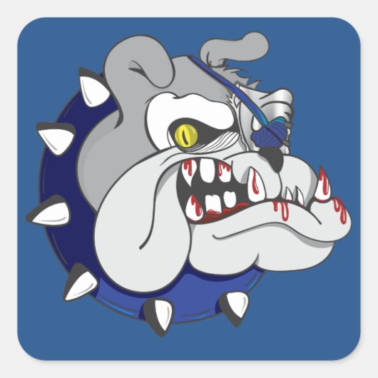 Pirate Beastly Bulldog Zombie Vierkante Sticker (Voorkant)