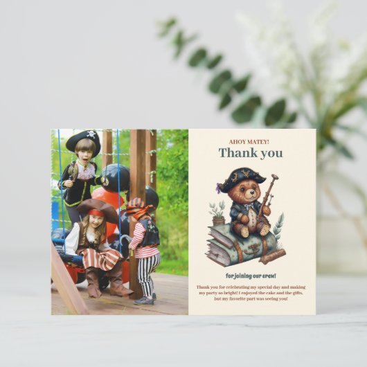 Pirate Beer thema verjaardagsfeestje Bedankkaart (Staand voorkant)