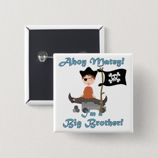 Pirate Big Brother Vierkante Button 5,1 Cm (Voorkant /achterkant)