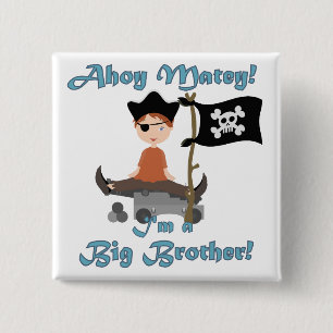 Pirate Big Brother Vierkante Button 5,1 Cm