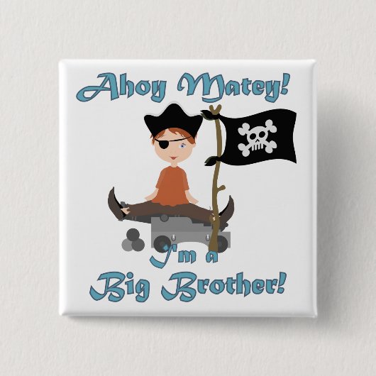 Pirate Big Brother Vierkante Button 5,1 Cm (Voorkant)