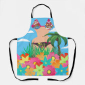 Pirate bikini Hawaiian tropische bloemen palmboom Schort (Voorkant)