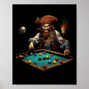 Pirate Biljart Pool Speler Buccaneer Sports 1 Poster