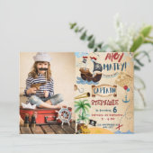 Pirate Birthday Ahoy Pirate Boy Party Kaart (Staand voorkant)