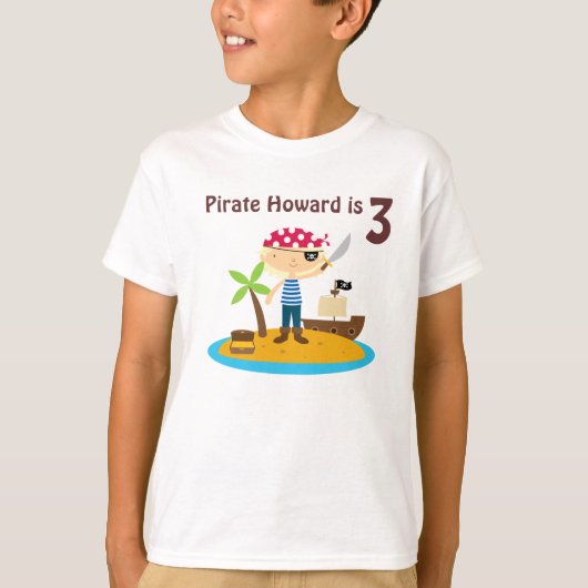 Pirate Birthday Boy Aangepaste naam T-shirt (Voorkant)