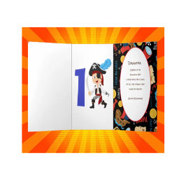 Pirate Birthday Boy Adventure Tri-Fold Kaart