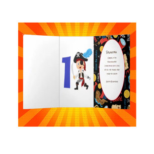 Pirate Birthday Boy Adventure Tri-Fold Kaart