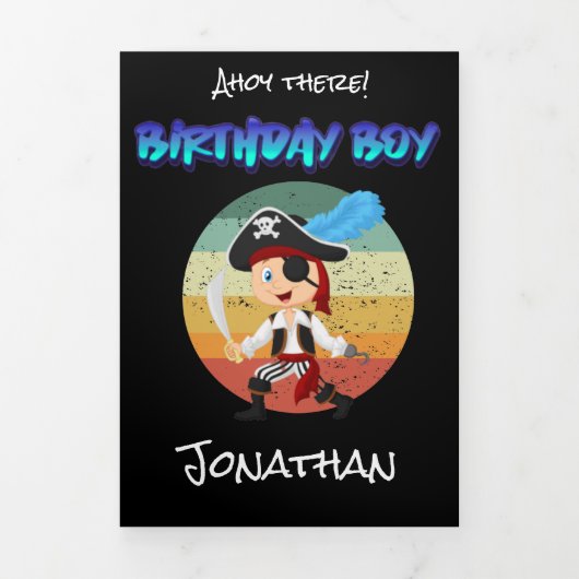 Pirate Birthday Boy Adventure Tri-Fold Kaart (Cover)