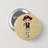 Pirate Birthday Button Badge (Voorkant /achterkant)
