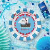 Pirate Birthday Cute Ship Kinder gepersonaliseerd  Papieren Bordje (Feest)