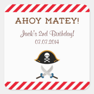 Pirate Birthday Dank je wel de kiezers Vierkante Sticker