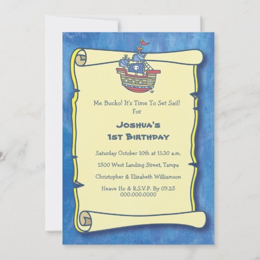Pirate Birthday First Birthday Kaart (Achterkant)