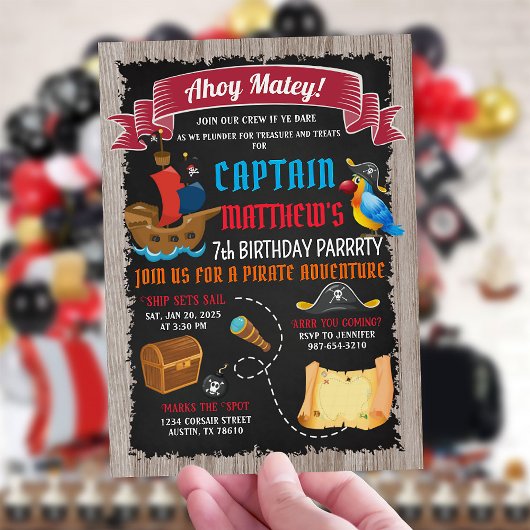 Pirate Birthday Invitation Ahoy Matey Kaart