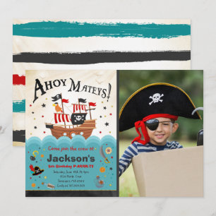 Pirate Birthday Invitation ahoy Pirate Party Bash Kaart