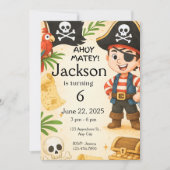 Pirate Birthday Invitation, bewerkbare Kinder part Kaart (Voorkant)
