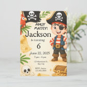 Pirate Birthday Invitation, bewerkbare Kinder part Kaart (Staand voorkant)