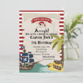 Pirate Birthday Invitation Kaart (Staand voorkant)