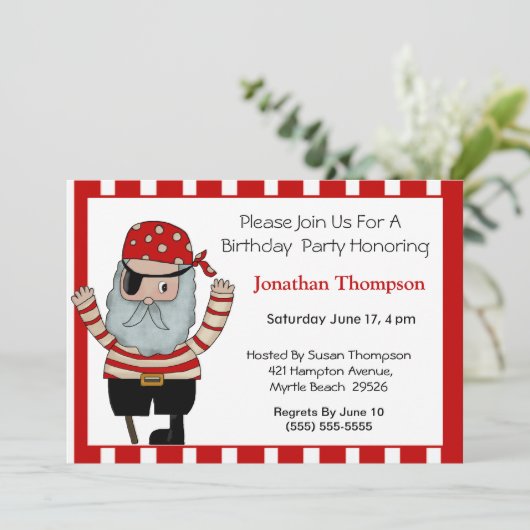 Pirate Birthday Invitation Kaart (Staand voorkant)