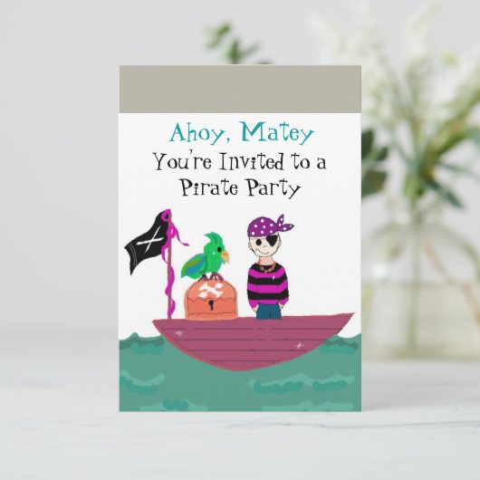 Pirate Birthday Invitation Kaart (Staand voorkant)