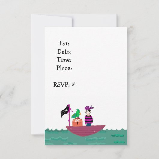 Pirate Birthday Invitation Kaart (Achterkant)