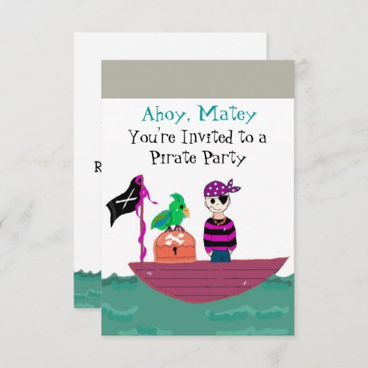 Pirate Birthday Invitation Kaart (Voorkant / Achterkant)