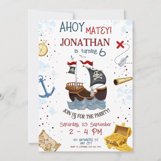 Pirate Birthday Invitation Kaart (Voorkant)