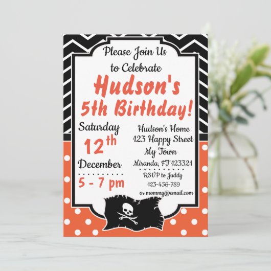 Pirate Birthday Invitation Kaart (Staand voorkant)