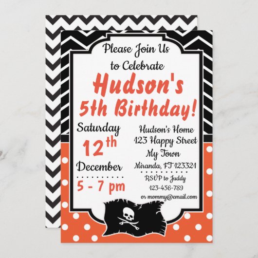 Pirate Birthday Invitation Kaart (Voorkant / Achterkant)
