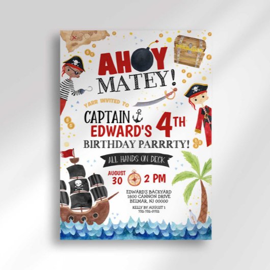 Pirate Birthday Invitation Kaart