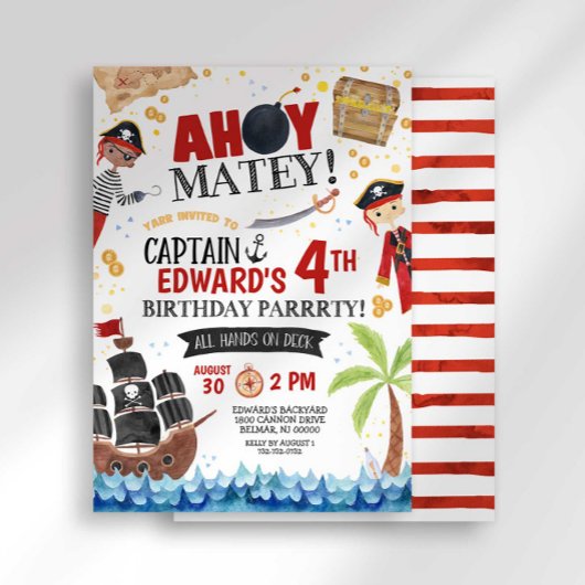 Pirate Birthday Invitation Kaart