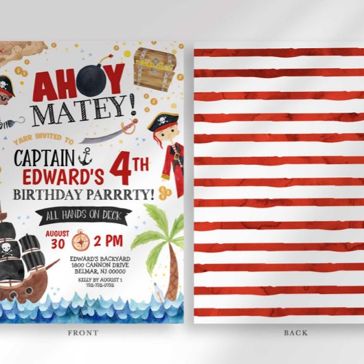 Pirate Birthday Invitation Kaart
