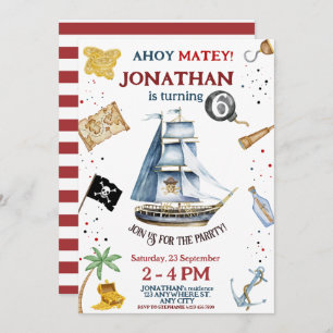 Pirate Birthday Invitation Kaart