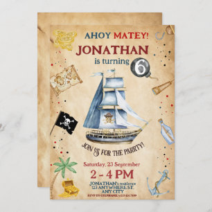 Pirate Birthday Invitation Kaart