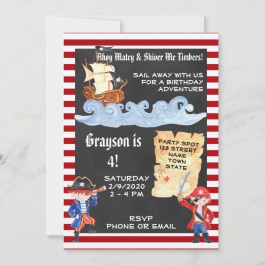 Pirate Birthday Invitation Kaart (Voorkant)
