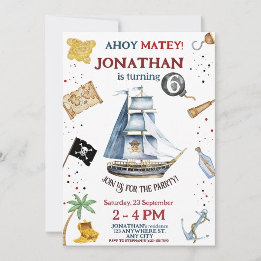 Pirate Birthday Invitation Kaart (Voorkant)