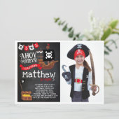 Pirate Birthday Invitation met foto Kaart (Staand voorkant)