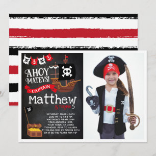 Pirate Birthday Invitation met foto Kaart
