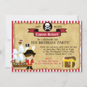 Pirate Birthday Invitation (met schip en kaart) Kaart (Voorkant)