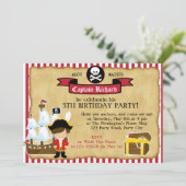Pirate Birthday Invitation (met schip en kaart) Kaart (Staand voorkant)