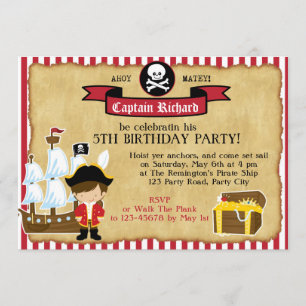 Pirate Birthday Invitation (met Ship & Map) Kaart