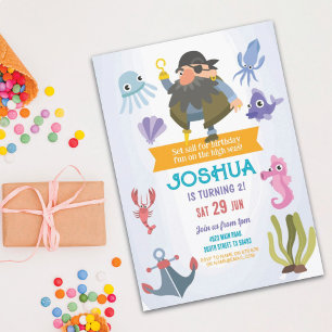 Pirate Birthday Invitation Party Fun Ocean Kaart