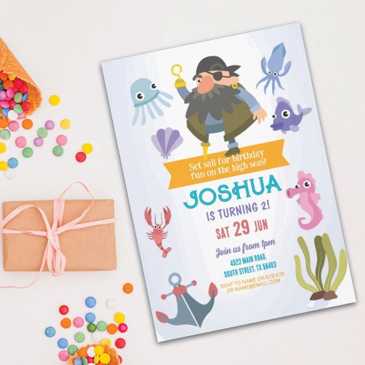 Pirate Birthday Invitation Party Fun Ocean Kaart
