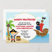 Pirate Birthday Invitation Pirate Boy Blonde Kaart (Voorkant / Achterkant)