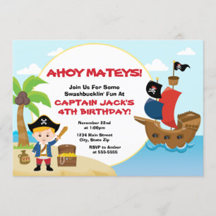Pirate Birthday Invitation Pirate Boy Blonde Kaart