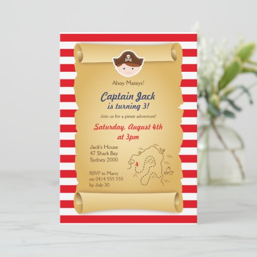 Pirate Birthday Invitation - Vertical Kaart (Staand voorkant)