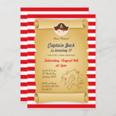 Pirate Birthday Invitation - Vertical Kaart (Voorkant / Achterkant)