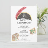 Pirate Birthday Invitation (Waterverf) Kaart (Staand voorkant)
