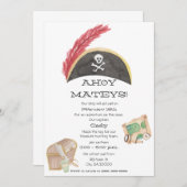 Pirate Birthday Invitation (Waterverf) Kaart (Voorkant / Achterkant)