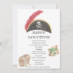 Pirate Birthday Invitation (Waterverf) Kaart
