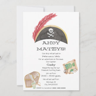 Pirate Birthday Invitation (Waterverf) Kaart